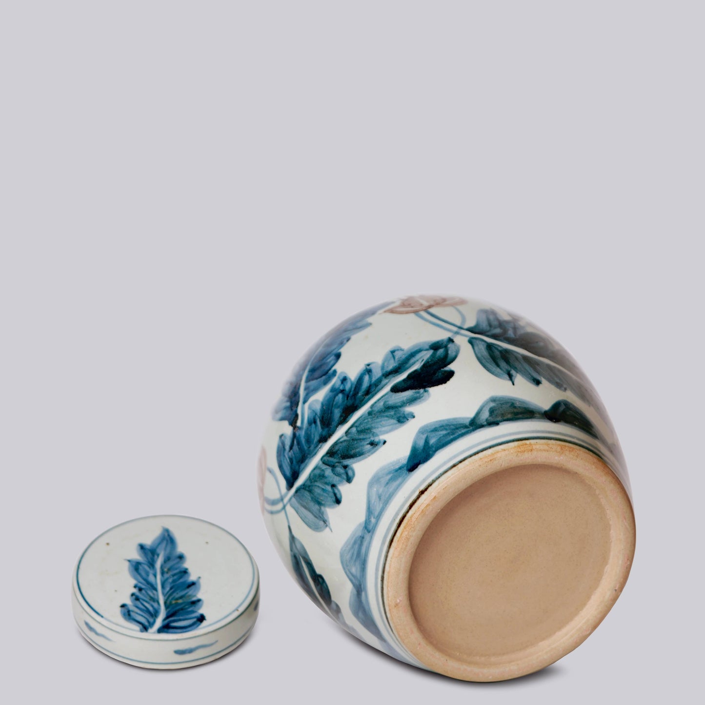 Floral Red, Blue, and White Porcelain Jar