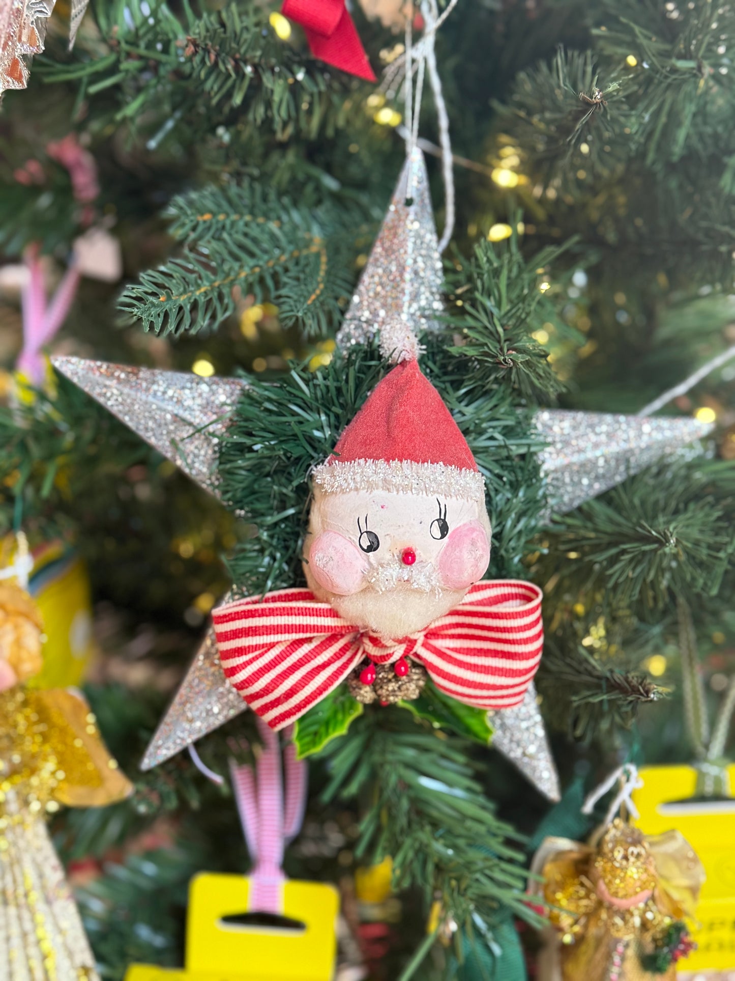 Vintage Santa Star Ornament