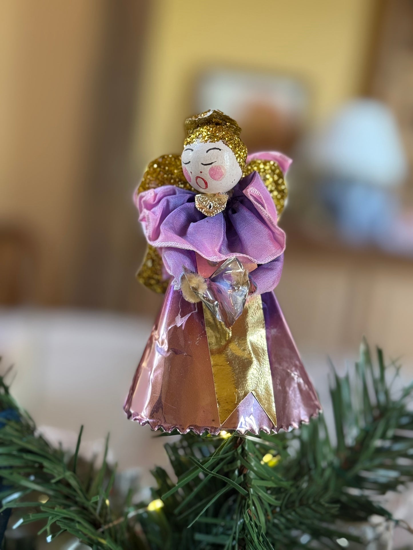 Vintage Purple Choir Angel Ornament