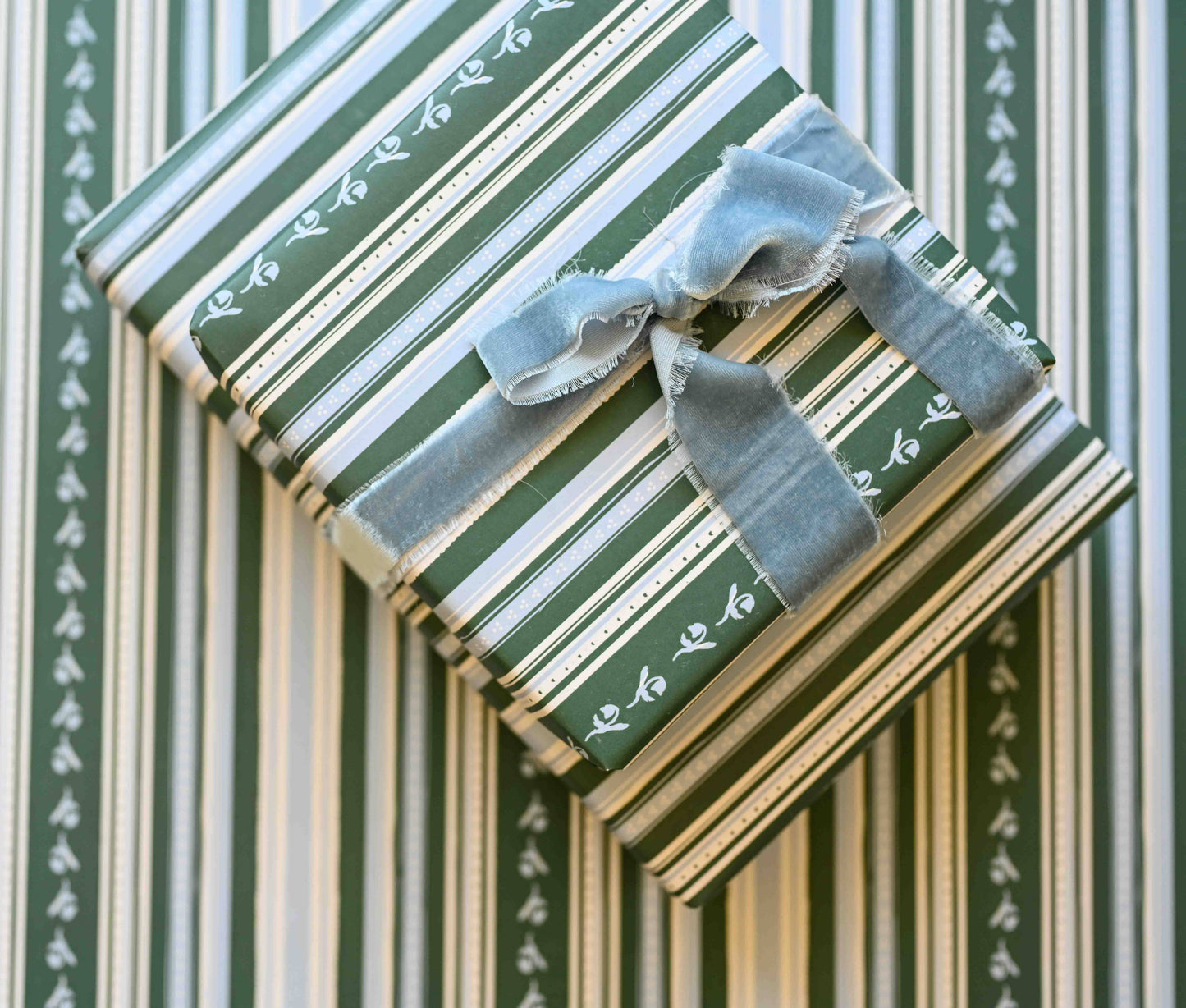 Woven Wilds Blue & Green Striped Gift Wrap