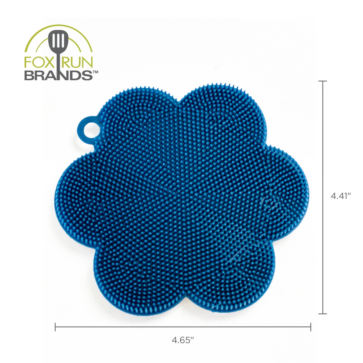 Fox Run Silicone Dish Scrubbing Brush, Navy, 4.4” x 4.7”