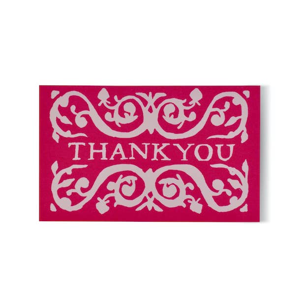 Pack of Arabesque Thank You Gift Cards Pink and Raspberry