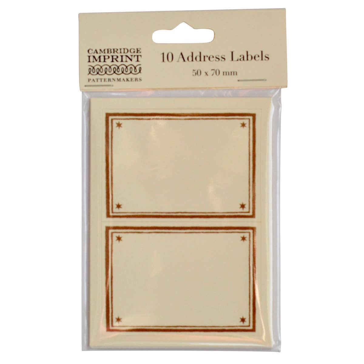 Packet of 10 Large Self-Adhesive Labels with Cocoa Brown Border