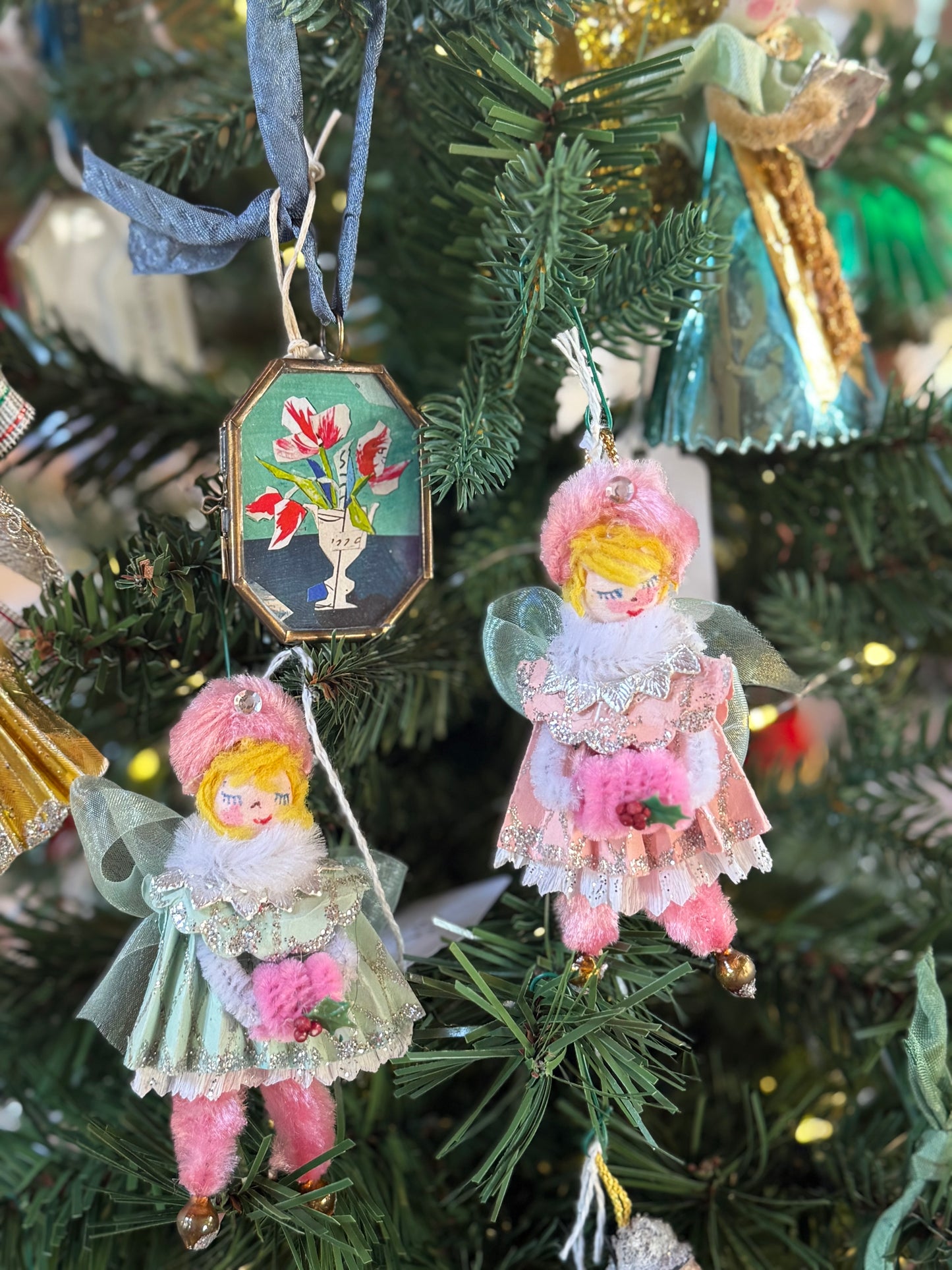 Vintage Russian Doll Ornament - Green
