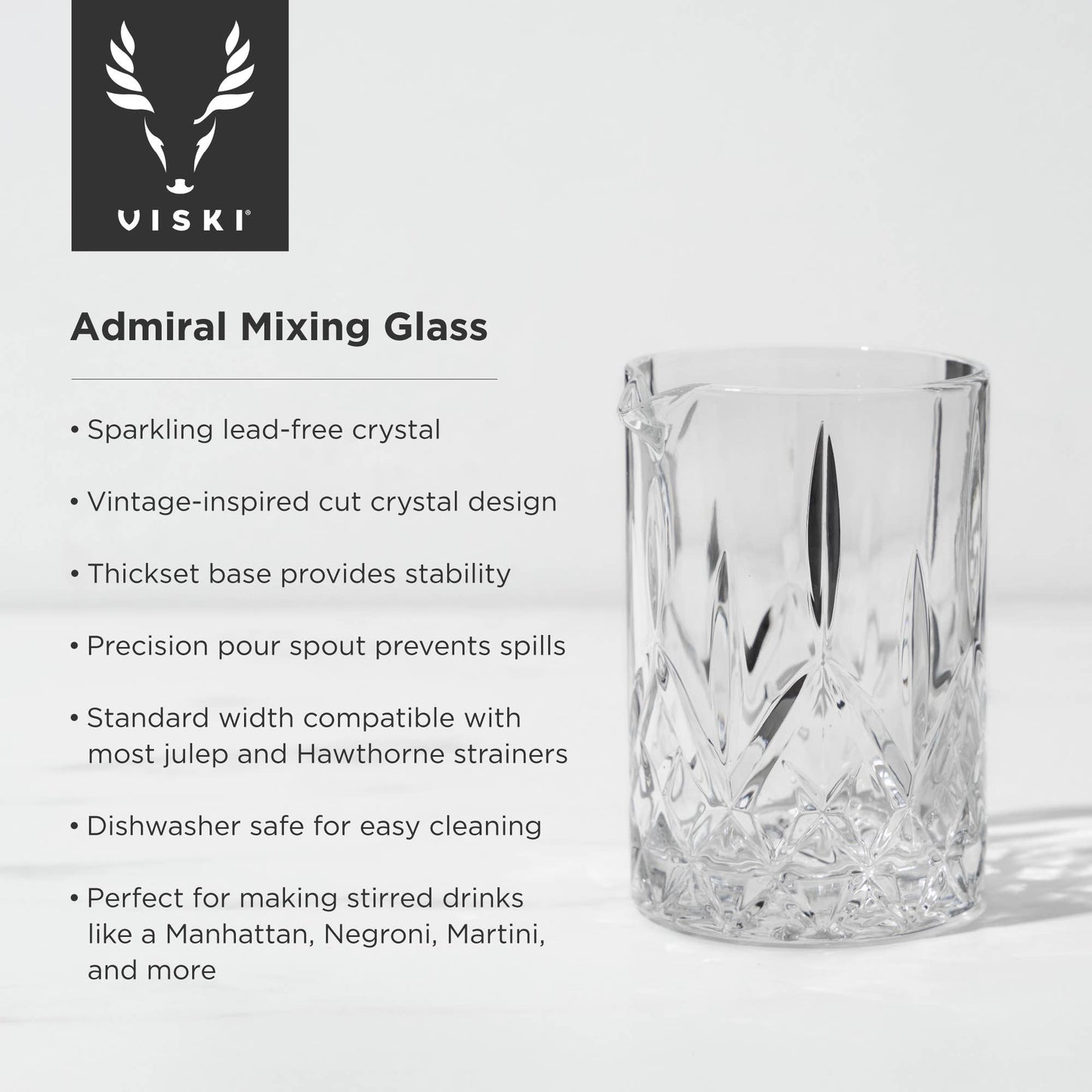 Admiral™ Vintage-Style Crystal Cocktail Mixing Glass