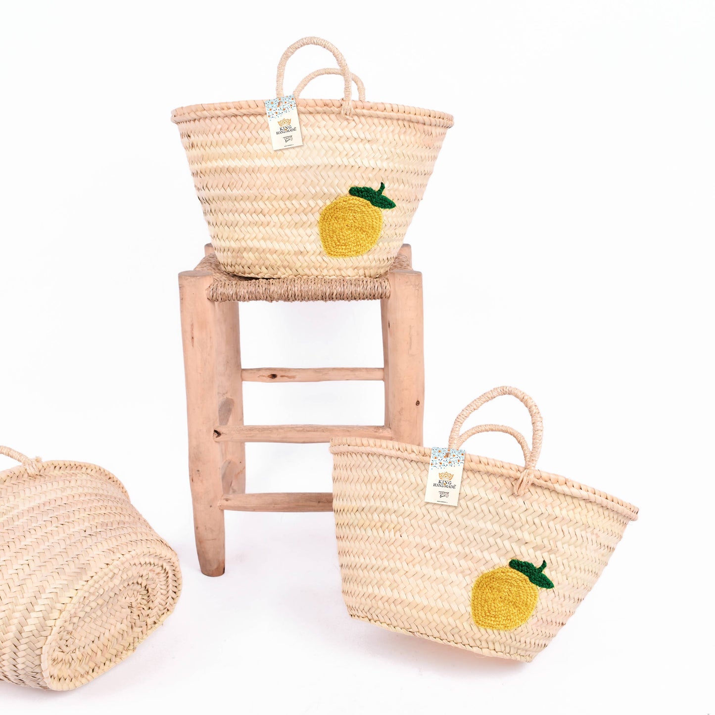 Lemon Straw Basket - Handwoven Summer Basket