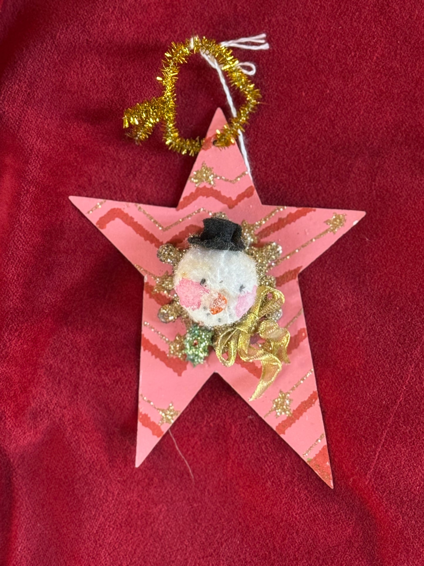 Vintage Snowman Star Ornament