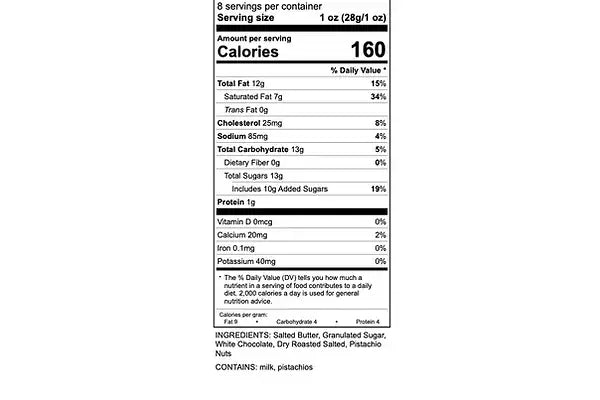 White Chocolate With Crushed Pistachios - Toffee Traditions