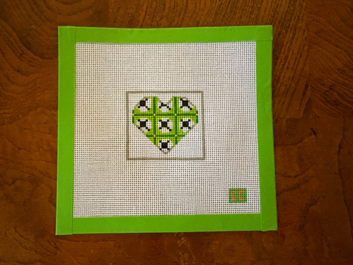 Soccer Petite Heart Needlepoint Canvas