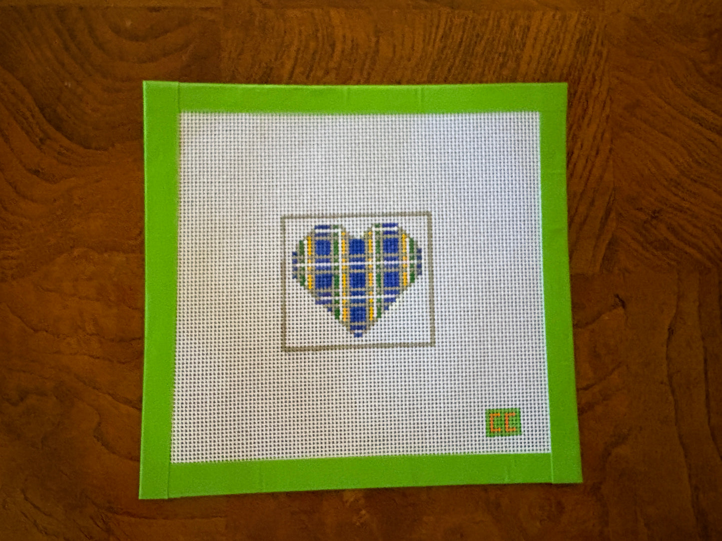 Bulldog Petite Heart Needlepoint Canvas