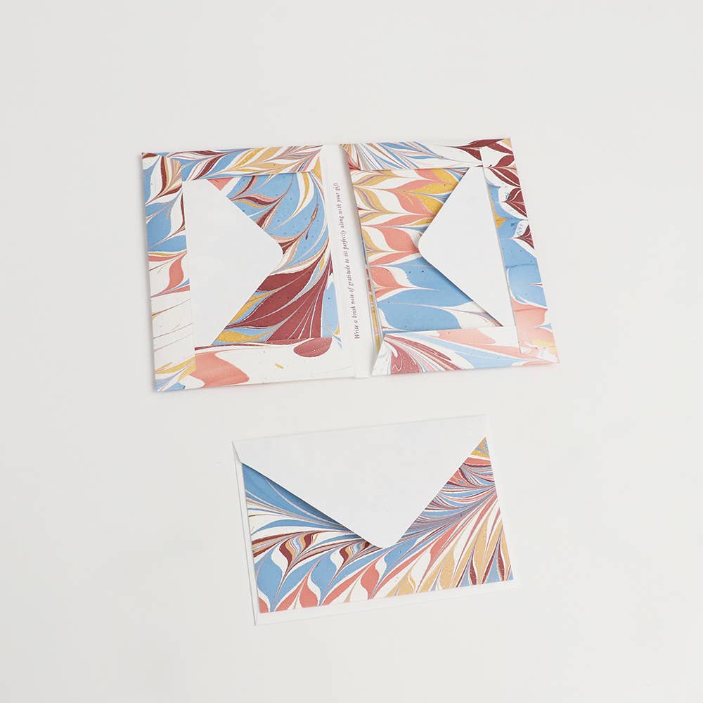 Hand Marbled Greeting Card Set - 8 Cards