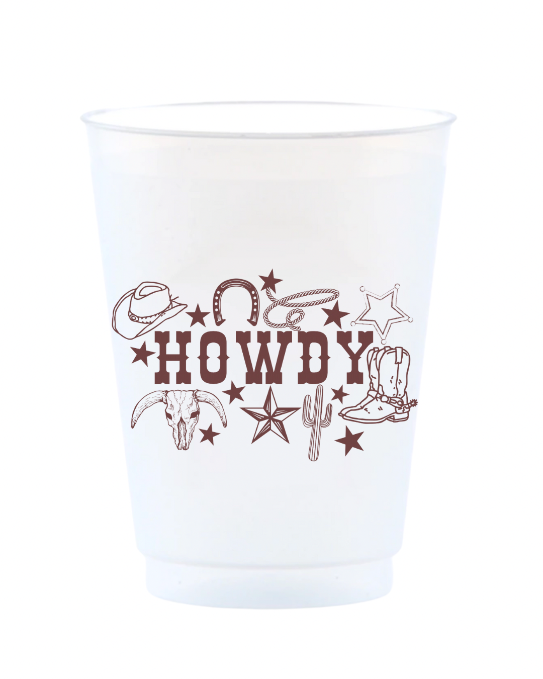 Brown Howdy Western Reusable Frost Flex Cups