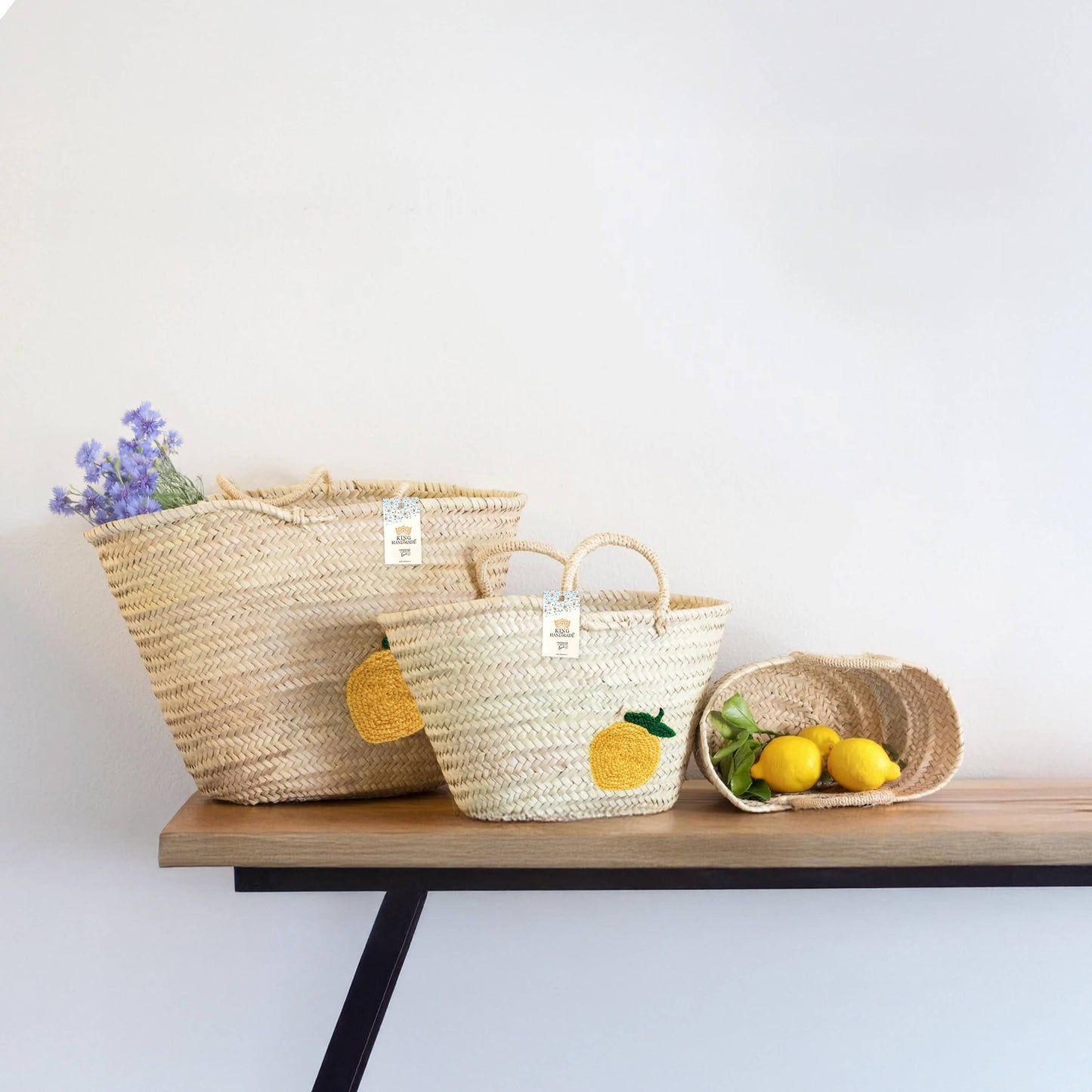 Lemon Straw Basket - Handwoven Summer Basket
