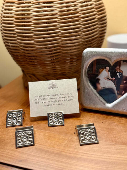 Set of 4 Silver Placecard Holders