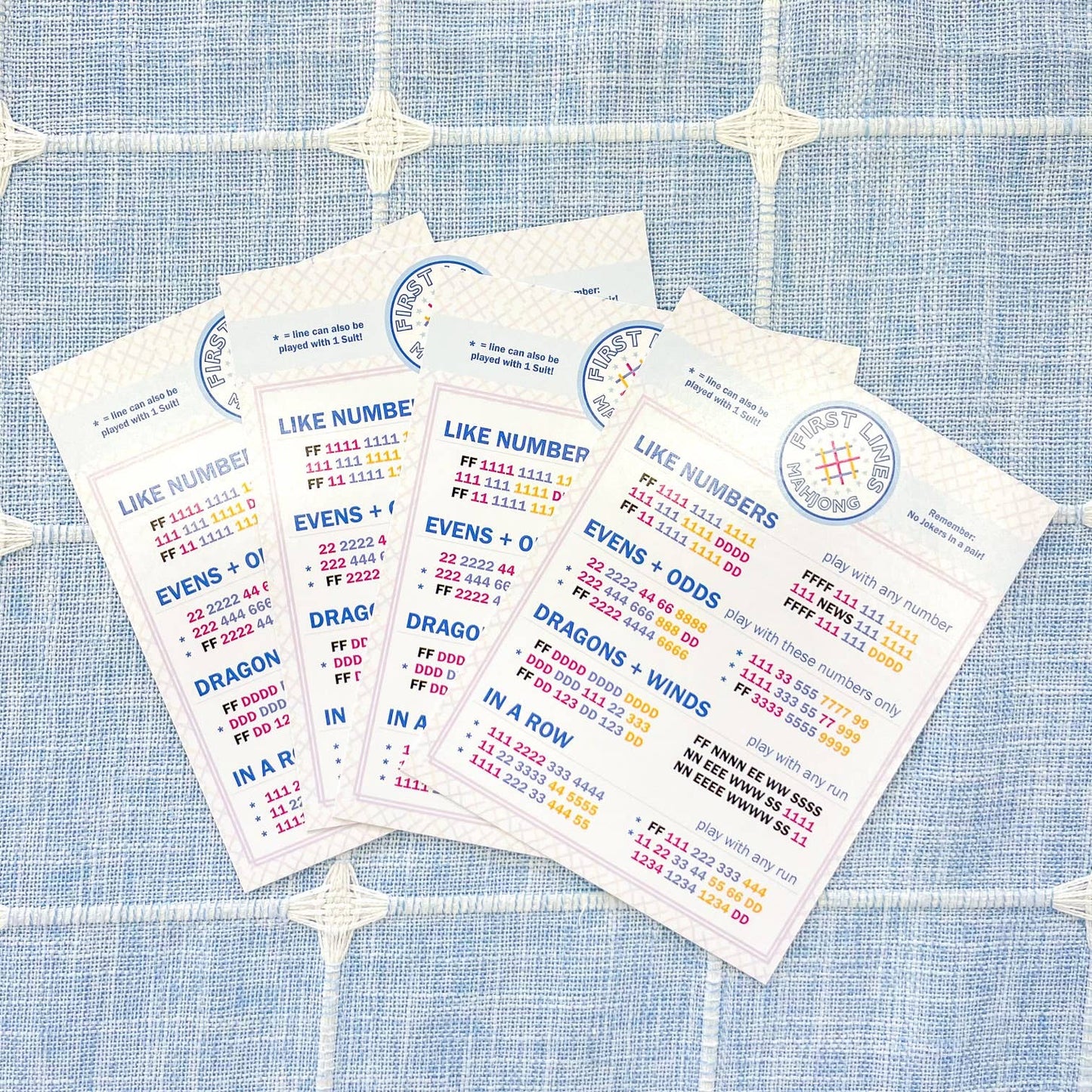 First Lines Simplified Mahjong Line Cards for beginners