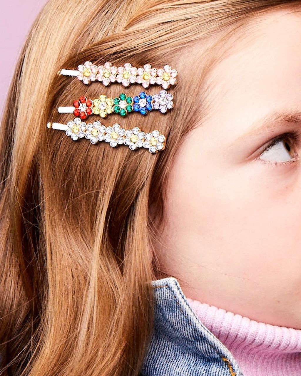 Multi-colored Flowered Gem Hair Pin Set