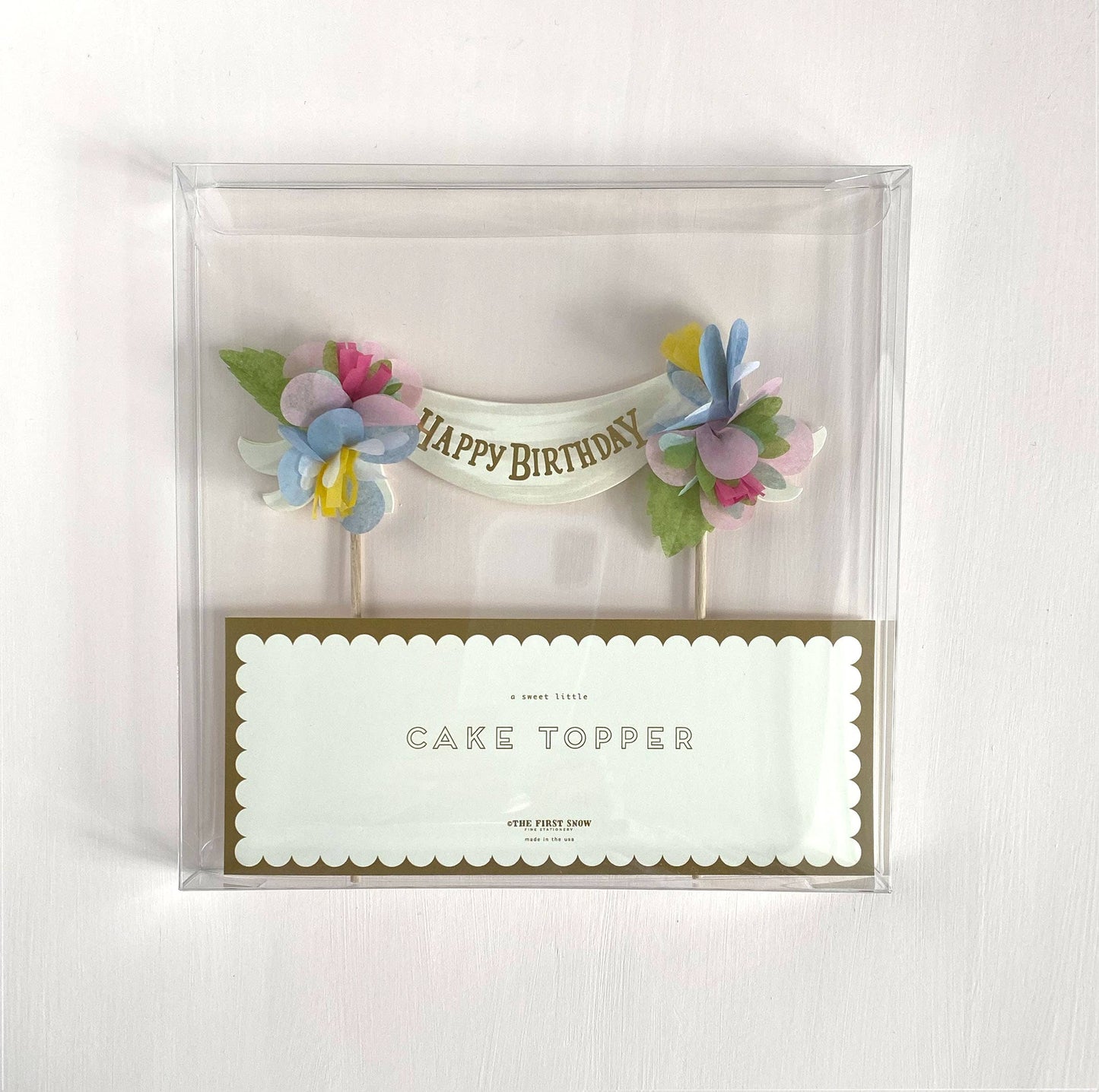 Happy Birthday Cake Topper Multi-Color Paper Flowers