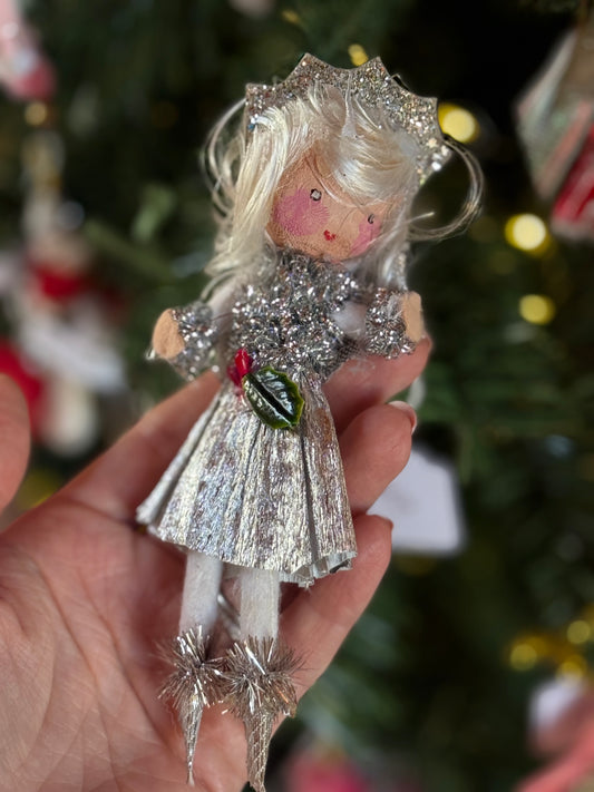 Vintage Holly Girl Ornament