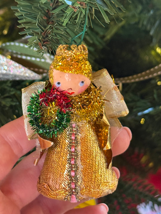 Vintage Angel with Wreath Ornament