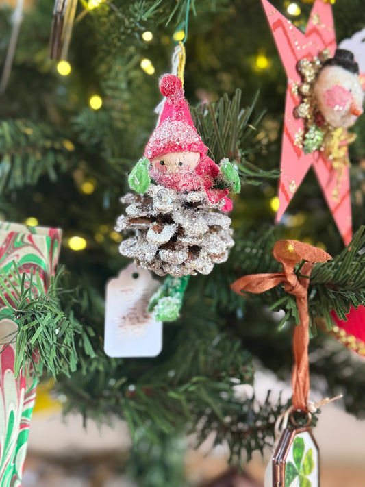 Vintage Pinecone Girl Ornament