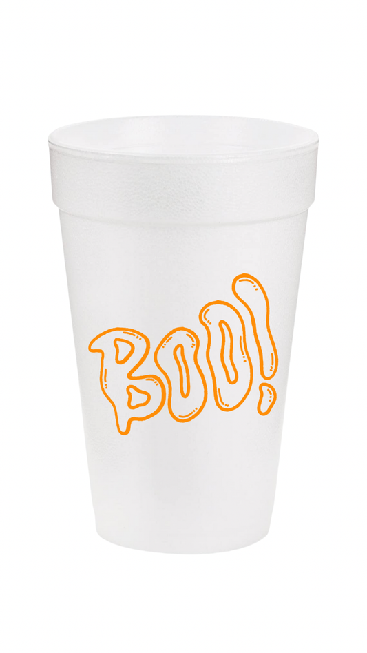 Boo Halloween Orange Styrofoam Cups