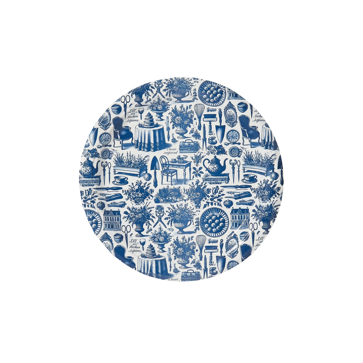 Martha's Garden Toile Disposable Paper Salad and Dessert Plates