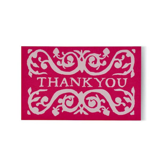 Pack of Arabesque Thank You Gift Cards Pink and Raspberry