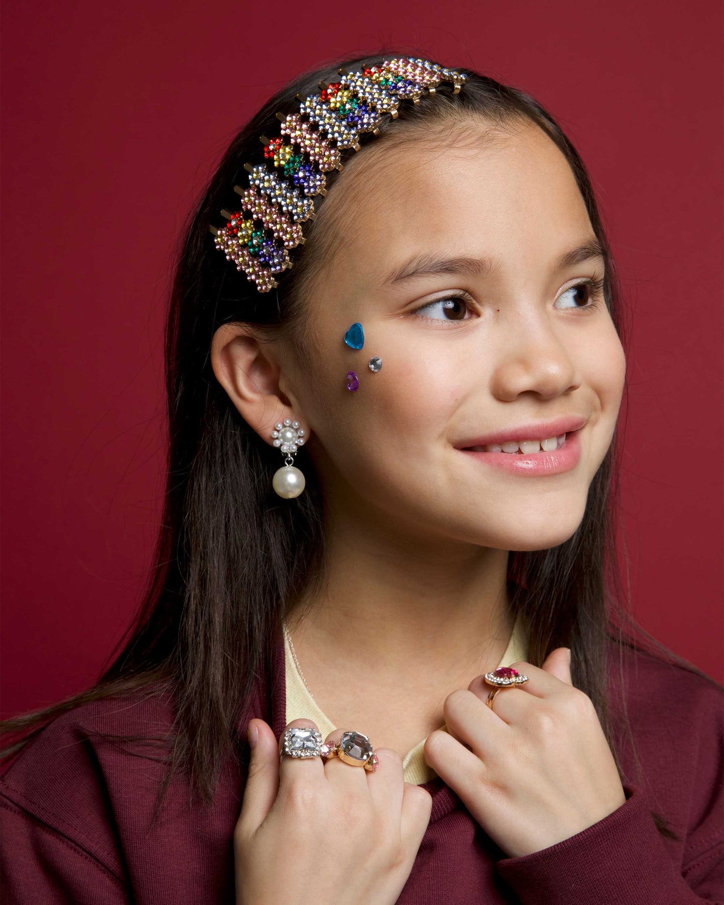 Multi-colored Flowered Gem Hair Pin Set