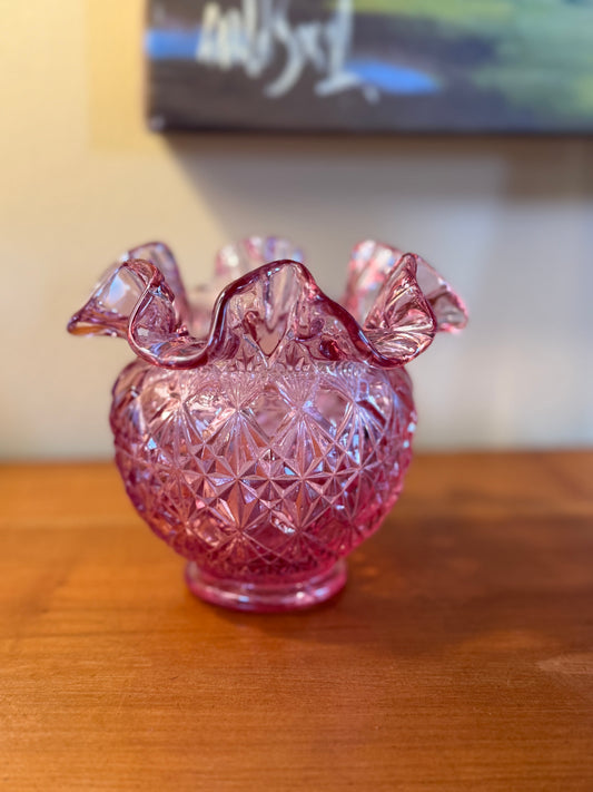 Vintage Fenton Art Glass Ruffled Bowl Vase