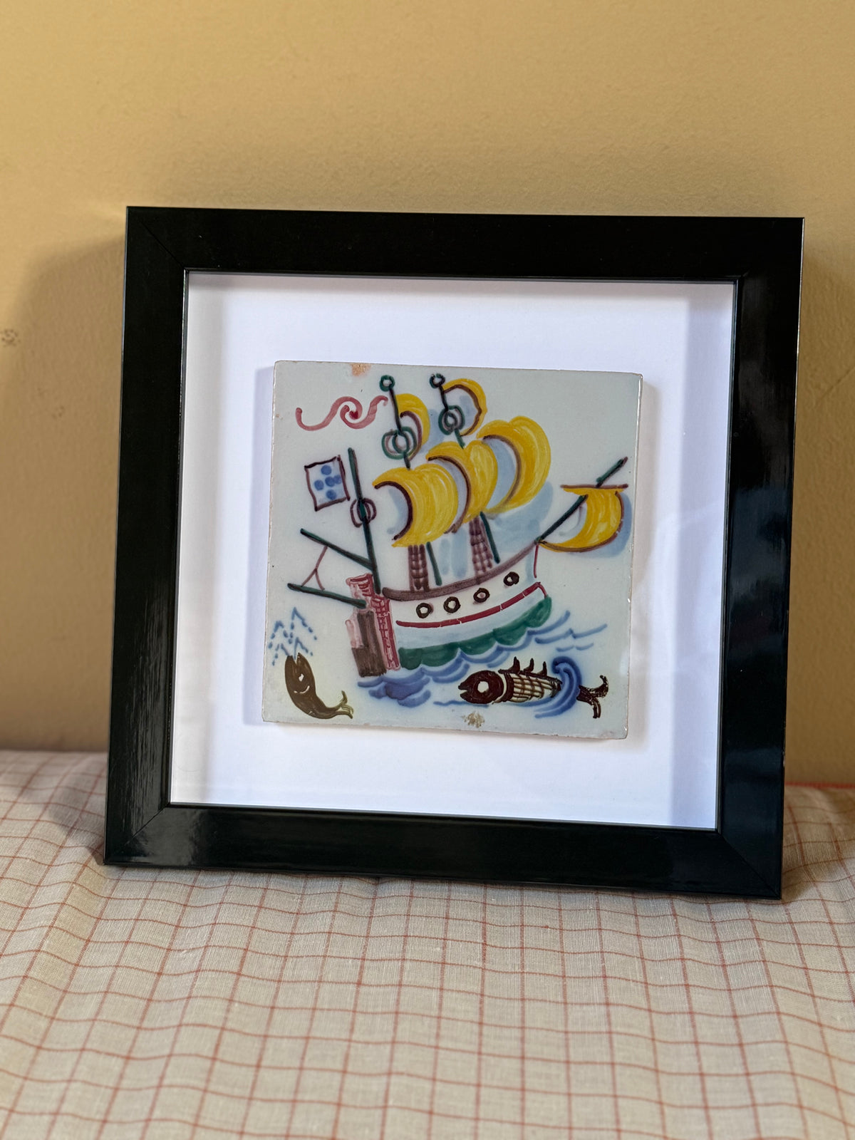 Framed Vintage Ship Tile