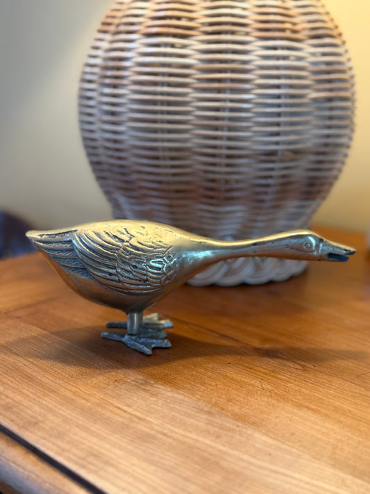 Vintage Solid Brass Goose