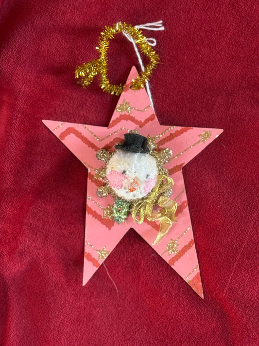 Vintage Snowman Star Ornament