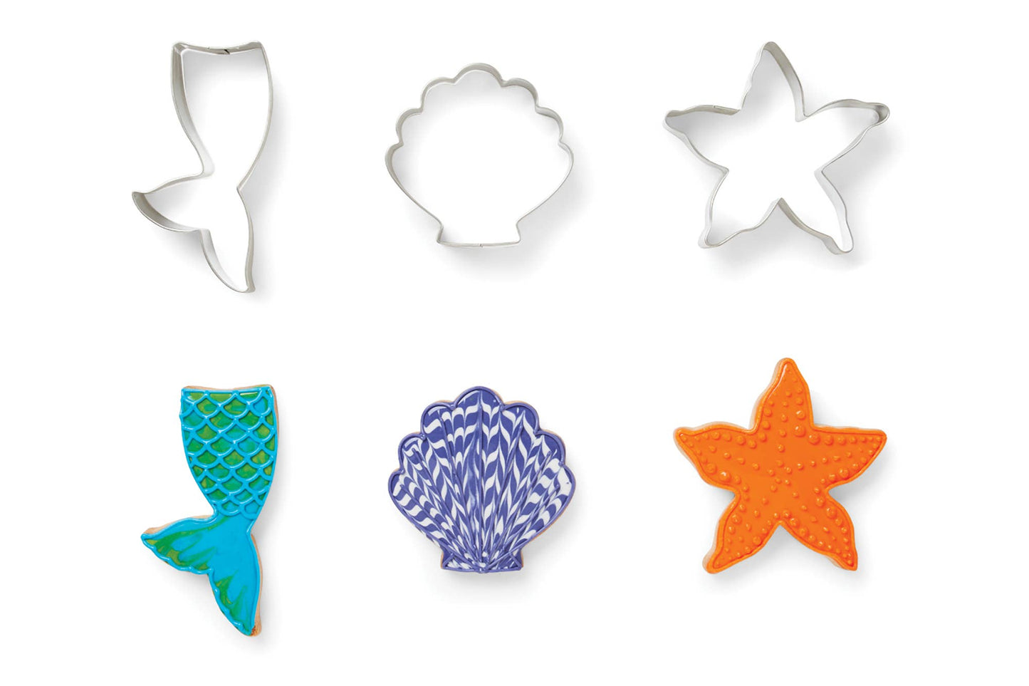Mermaid, Shell, Starfish Cookie Cutter, Set of 3