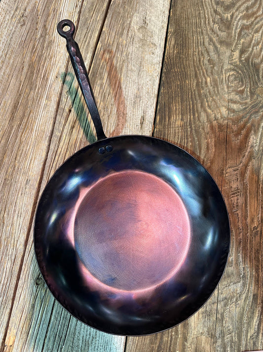 Handmade Single Handle 12" French Skillet Carbon Steel