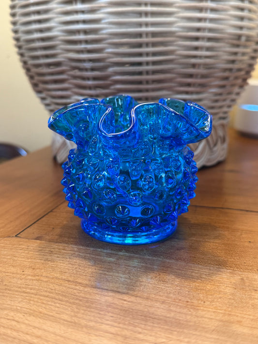 Vintage Fenton Hobnail Colonial Blue Vase