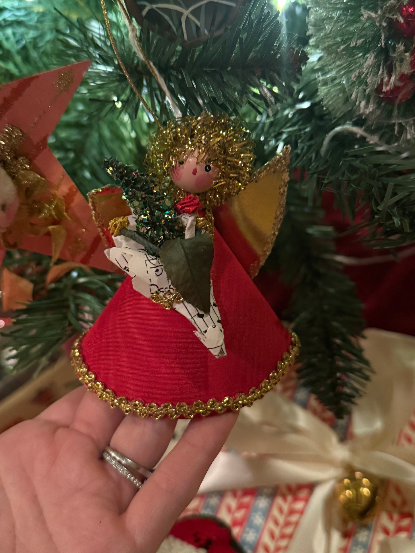 Vintage Red Angel Ornament