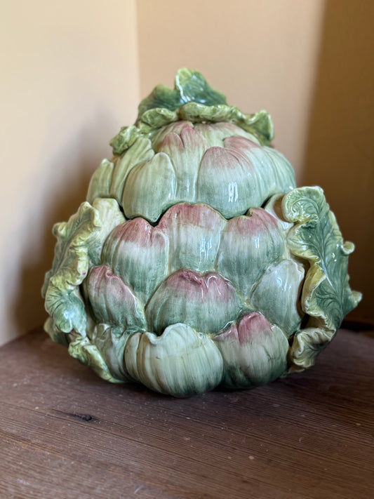 Vintage Ceramic Artichoke Tureen with Lid