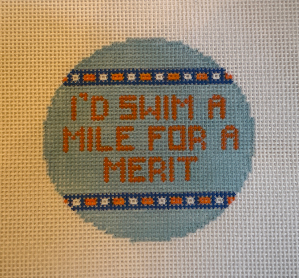 Mile Swim Tag Needlepoint Canvas