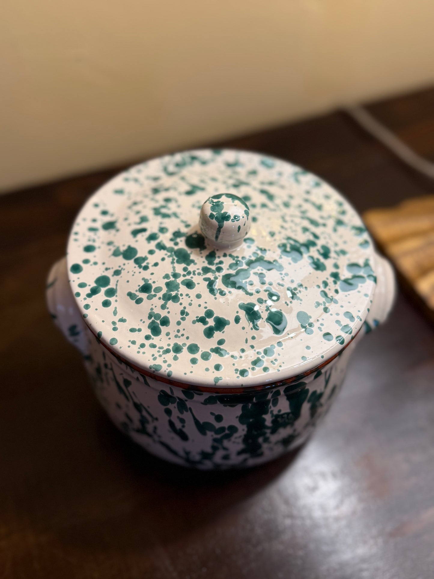 Italian Splattered Lidded Pot