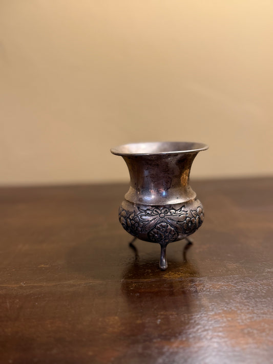 Sterling Footed Embossed Small Vase