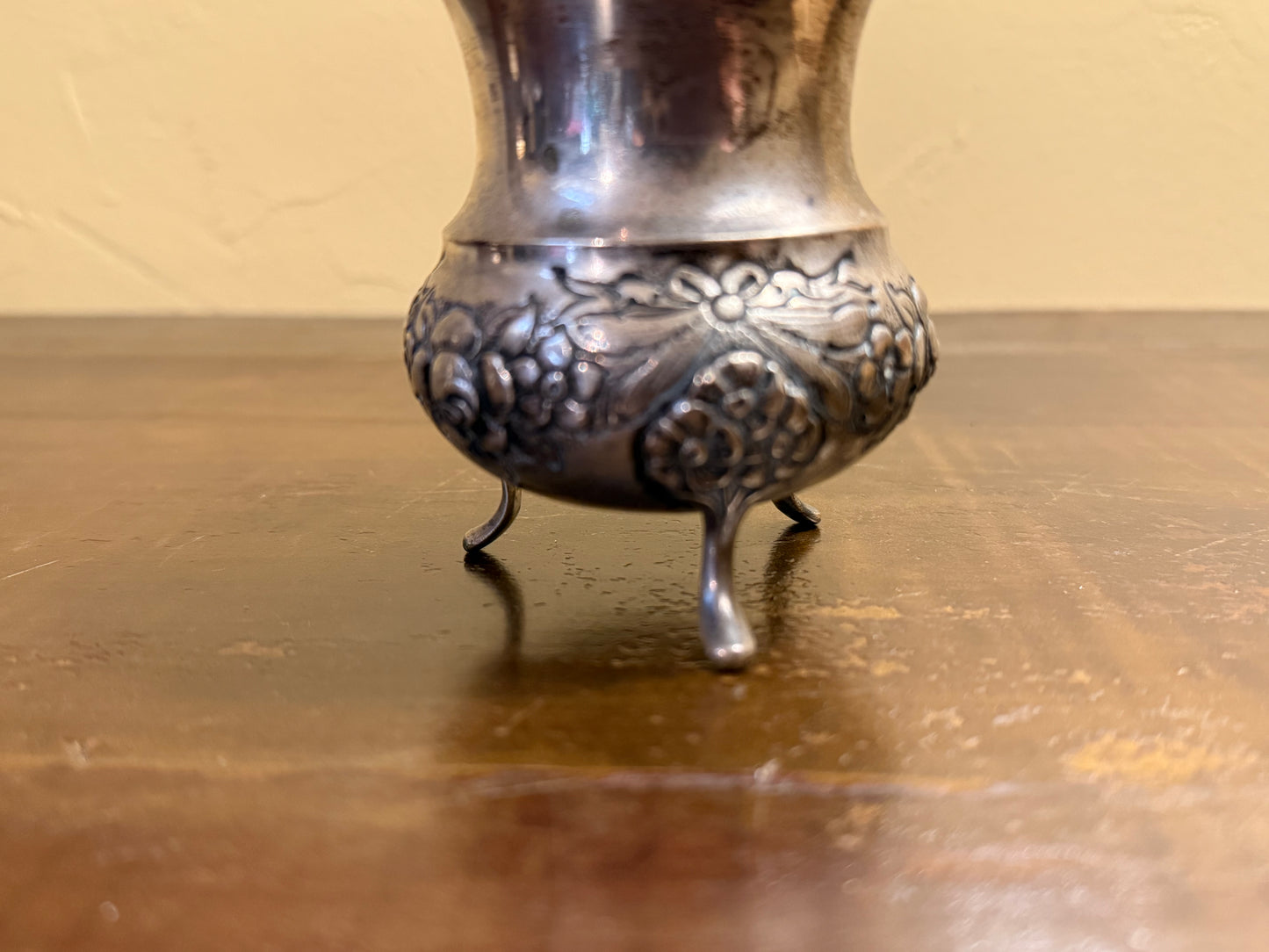 Sterling Footed Embossed Small Vase