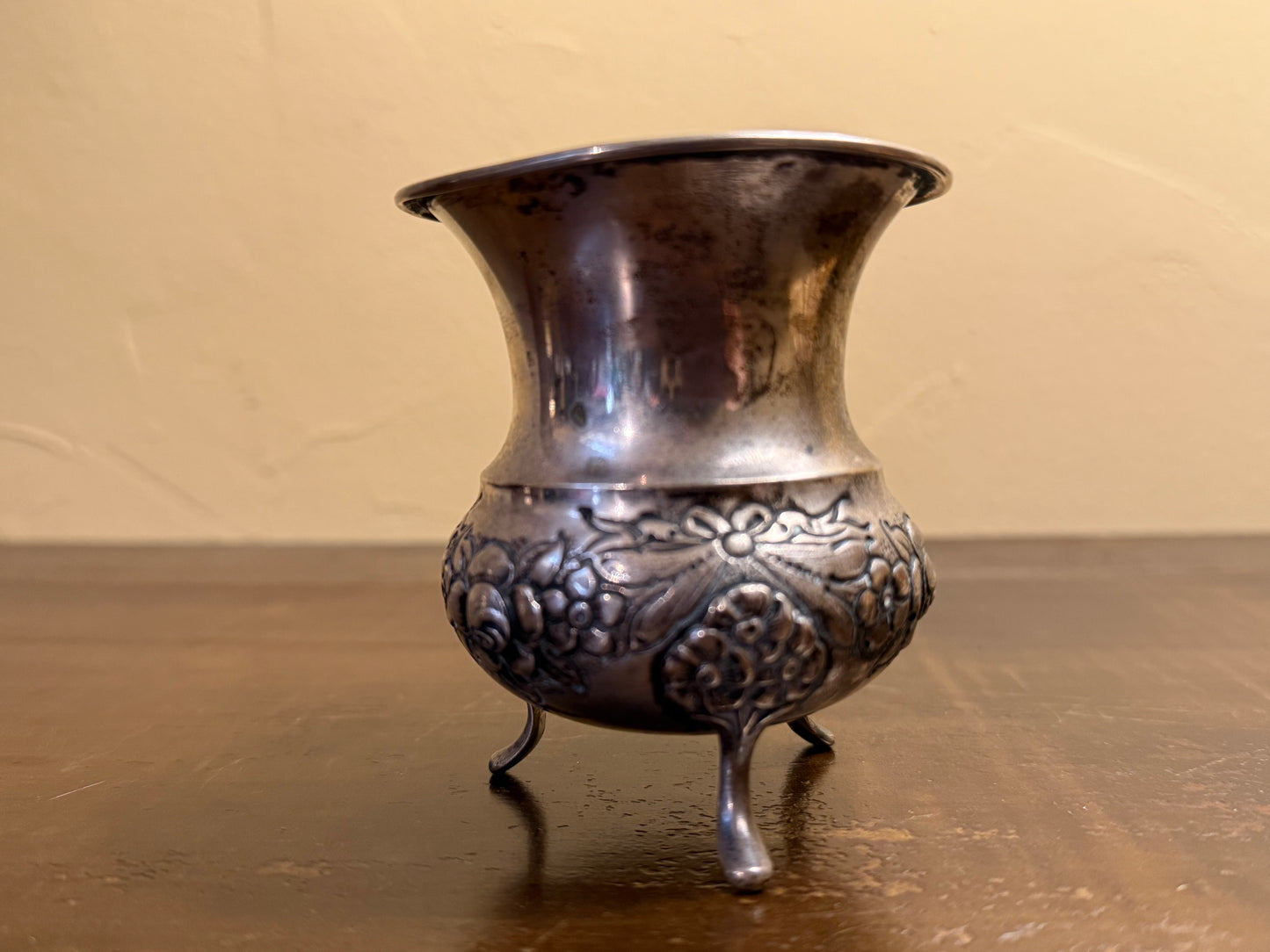 Sterling Footed Embossed Small Vase