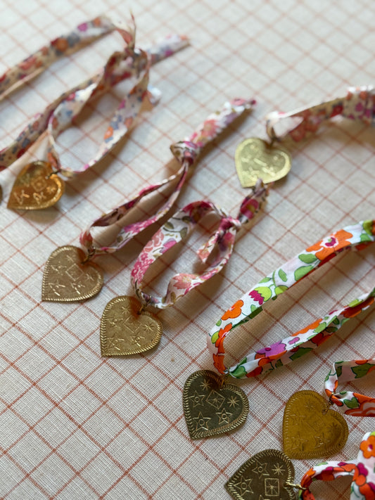 Vintage Heart Charm Liberty Bracelets (large charm)