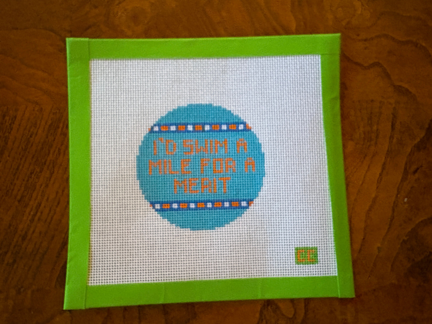 Mile Swim Tag Needlepoint Canvas