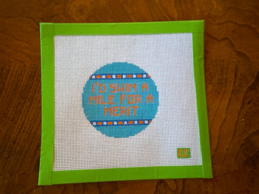 Mile Swim Tag Needlepoint Canvas