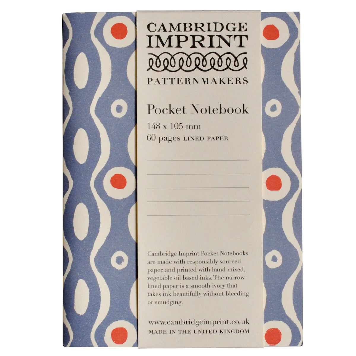 Pocket Notebook Persephone Cornflower and Red