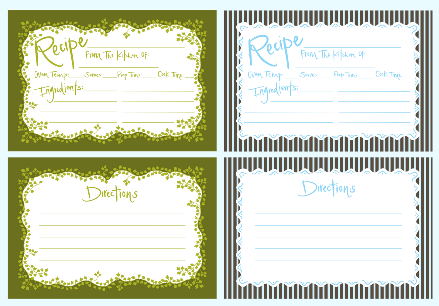 Recipe Cards, set of 10
