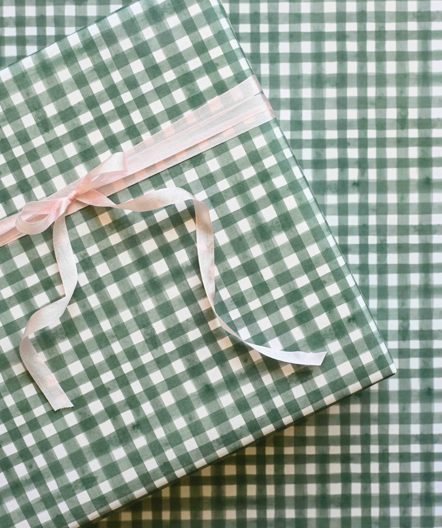 Tonga Green Gingham Gift Wrap