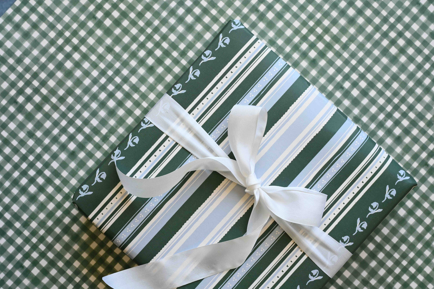 Woven Wilds Blue & Green Striped Gift Wrap