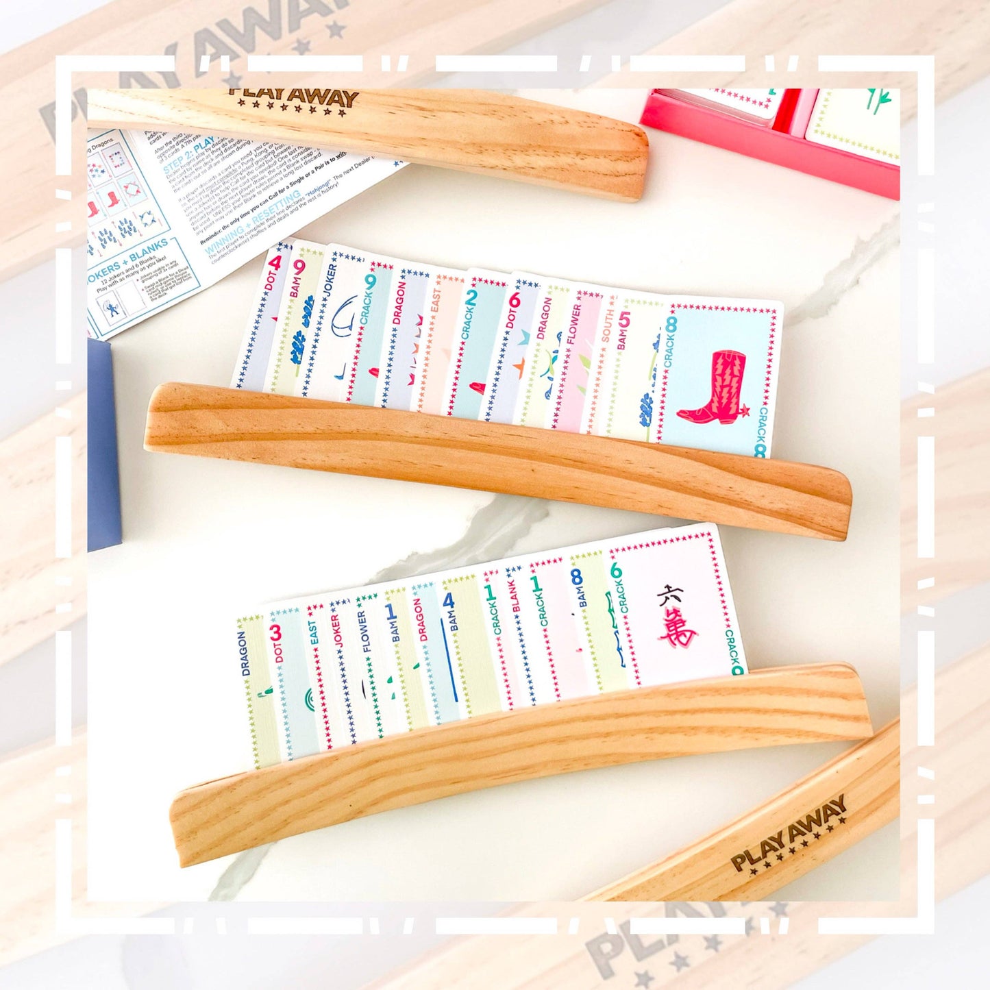 Wooden Card Rack (with travel bag) - Set of 4 Playing Card Game Accessory 